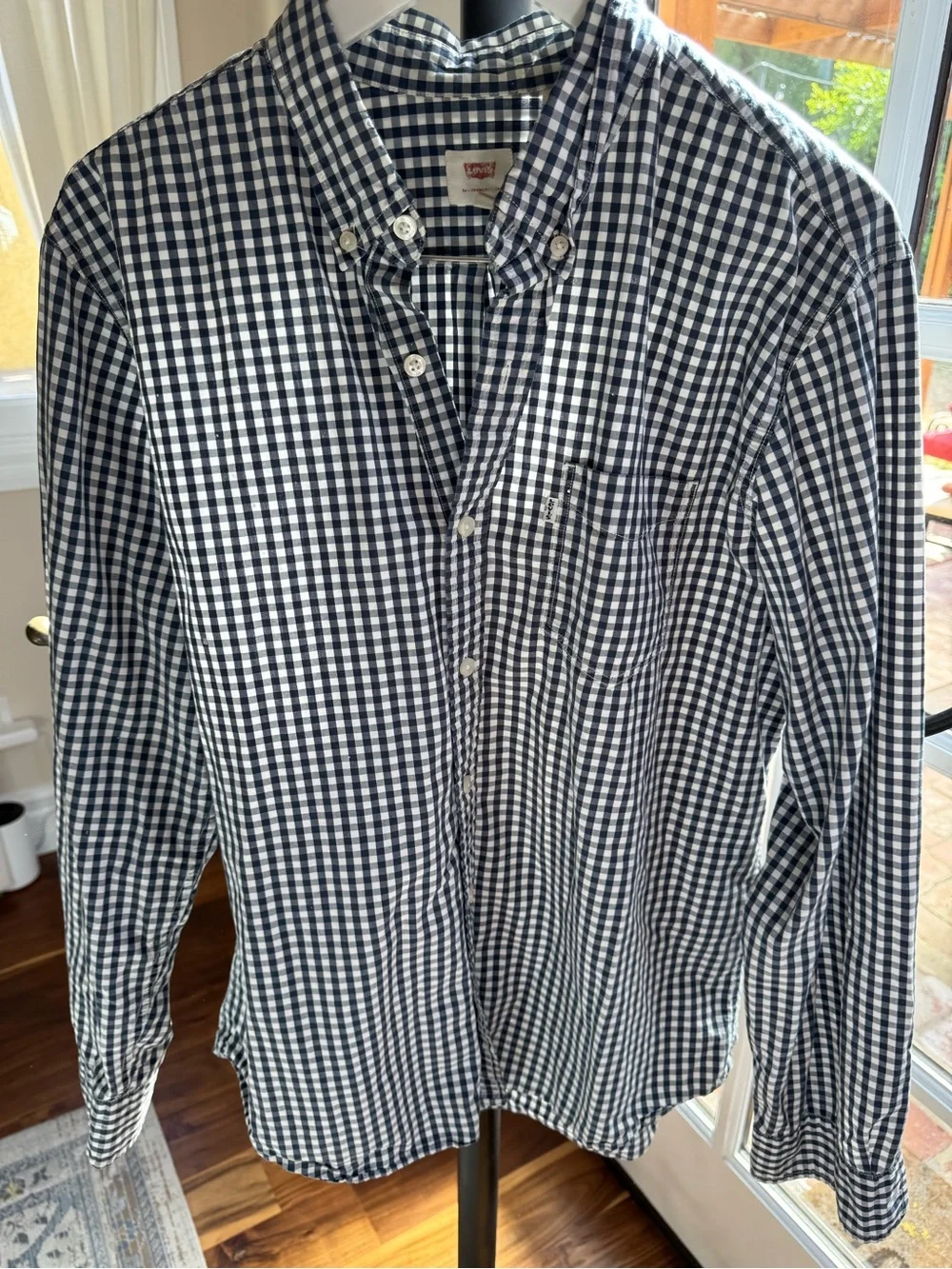 Levi’s Men's Black White Gingham Button-Down Shirt Size XL